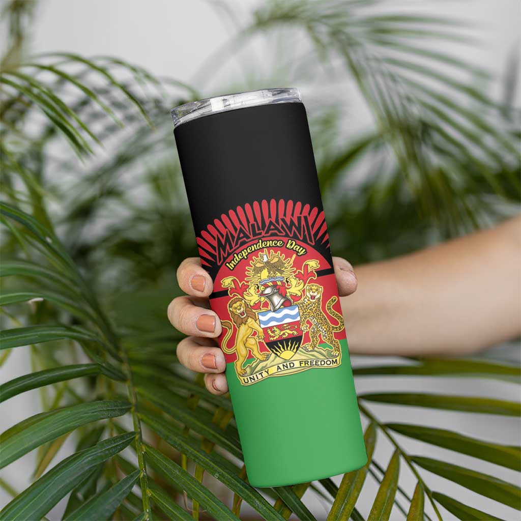 Personalized Malawi Independence Day Skinny Tumbler Coat Of Arms Flag Style