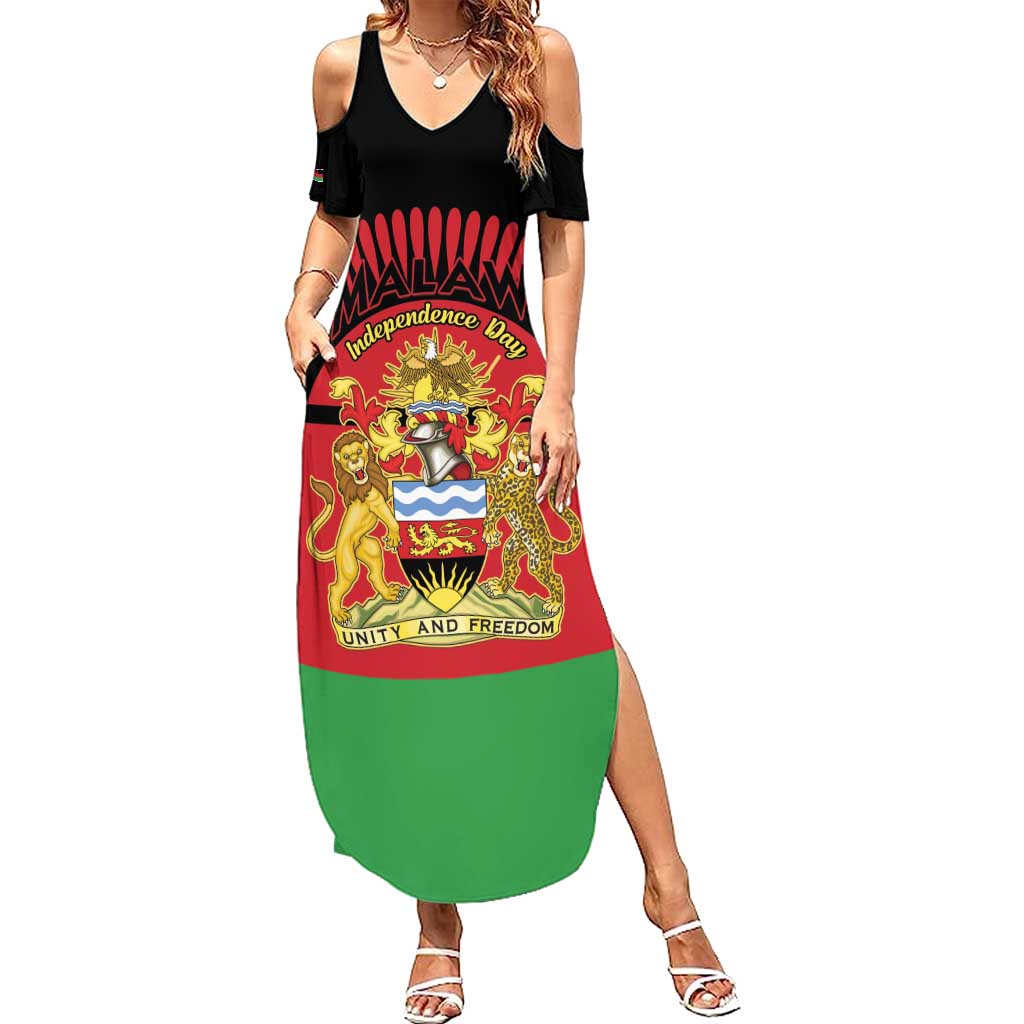 Personalized Malawi Independence Day Summer Maxi Dress Coat Of Arms Flag Style