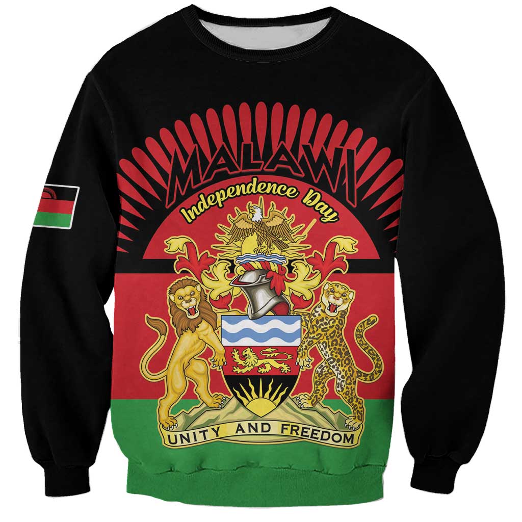 Personalized Malawi Independence Day Sweatshirt Coat Of Arms Flag Style