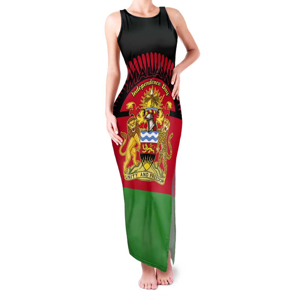 Personalized Malawi Independence Day Tank Maxi Dress Coat Of Arms Flag Style