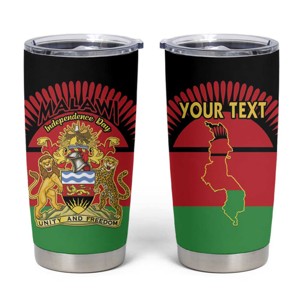 Personalized Malawi Independence Day Tumbler Cup Coat Of Arms Flag Style
