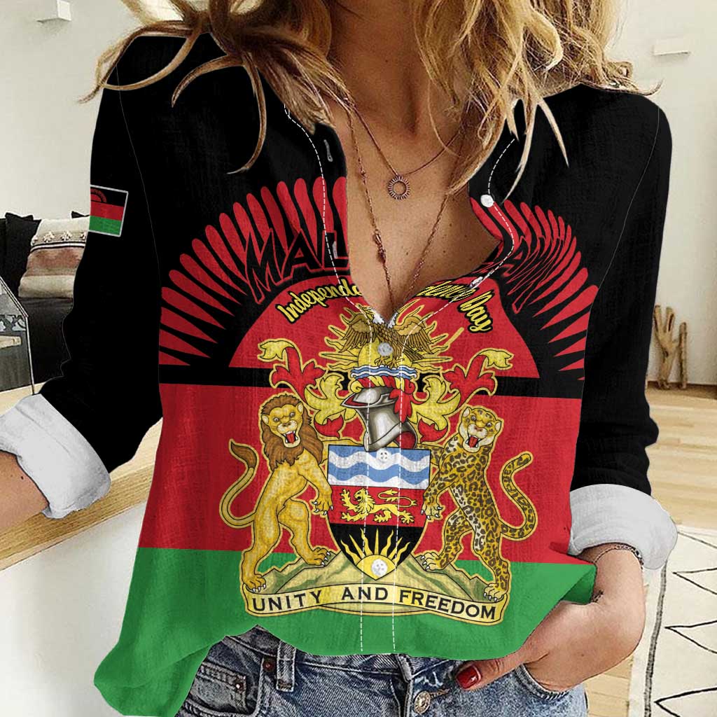 Personalized Malawi Independence Day Women Casual Shirt Coat Of Arms Flag Style