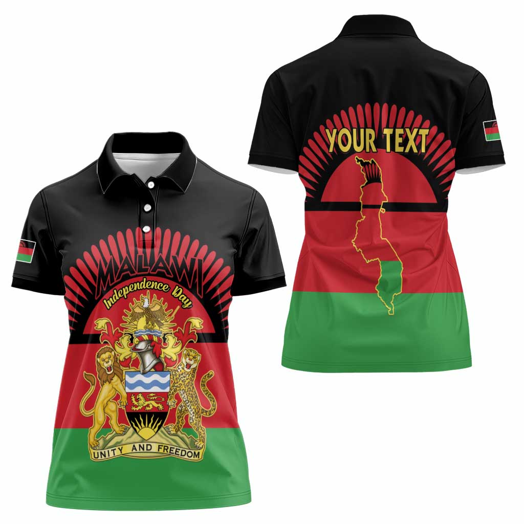 Personalized Malawi Independence Day Women Polo Shirt Coat Of Arms Flag Style