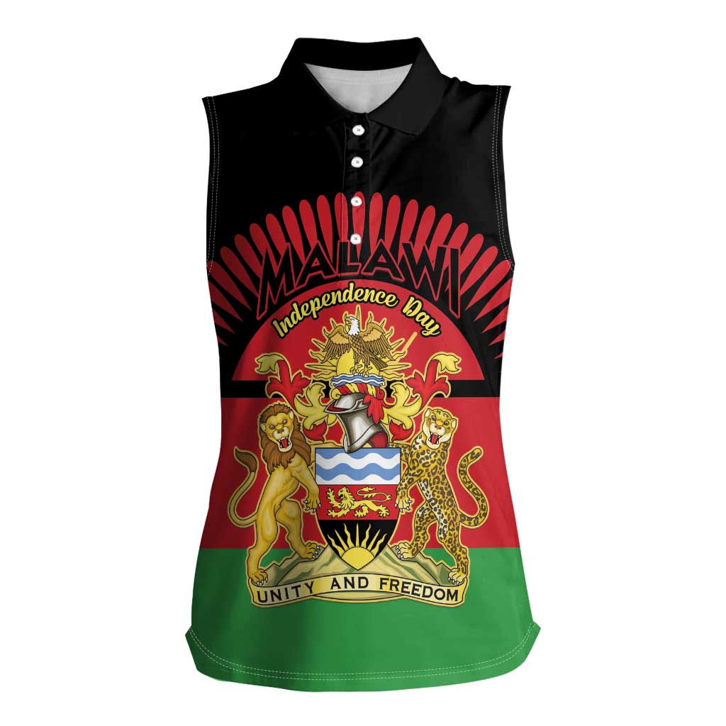 Personalized Malawi Independence Day Women Sleeveless Polo Shirt Coat Of Arms Flag Style