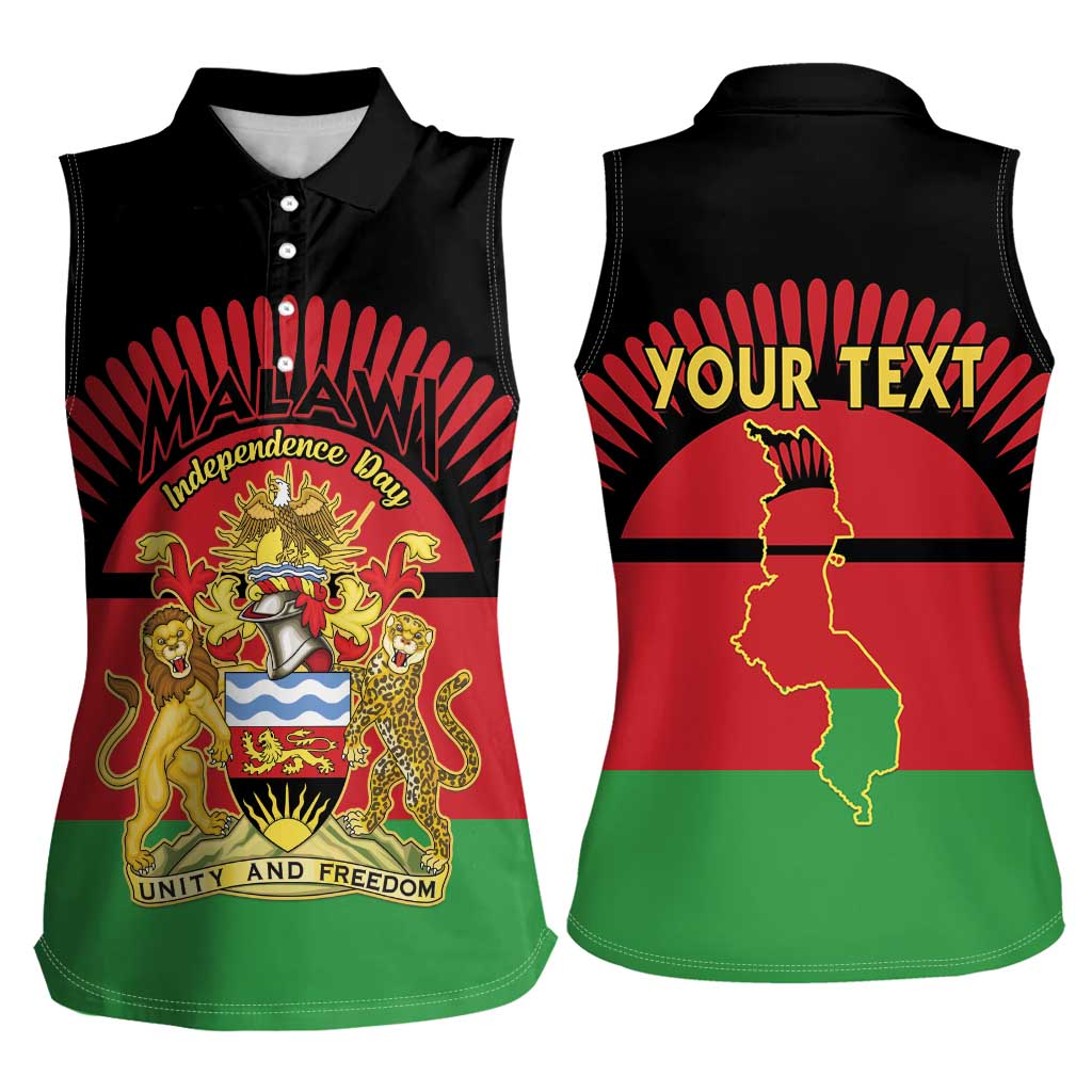 Personalized Malawi Independence Day Women Sleeveless Polo Shirt Coat Of Arms Flag Style