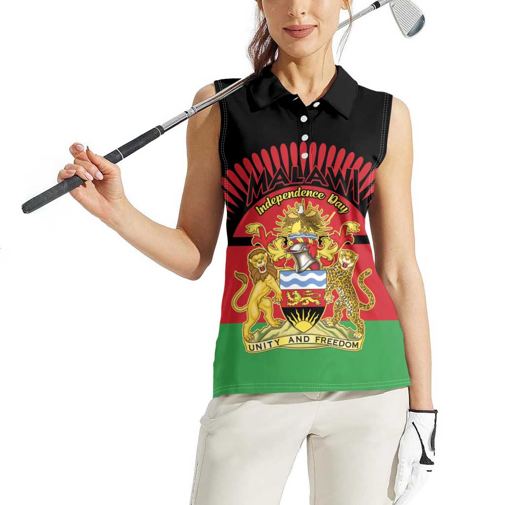 Personalized Malawi Independence Day Women Sleeveless Polo Shirt Coat Of Arms Flag Style