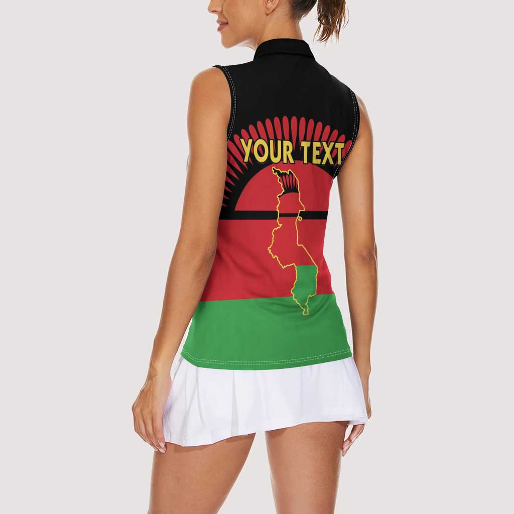 Personalized Malawi Independence Day Women Sleeveless Polo Shirt Coat Of Arms Flag Style