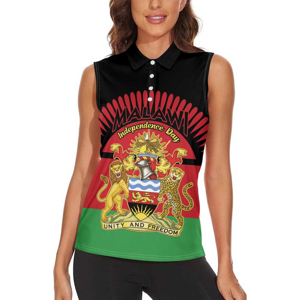 Personalized Malawi Independence Day Women Sleeveless Polo Shirt Coat Of Arms Flag Style