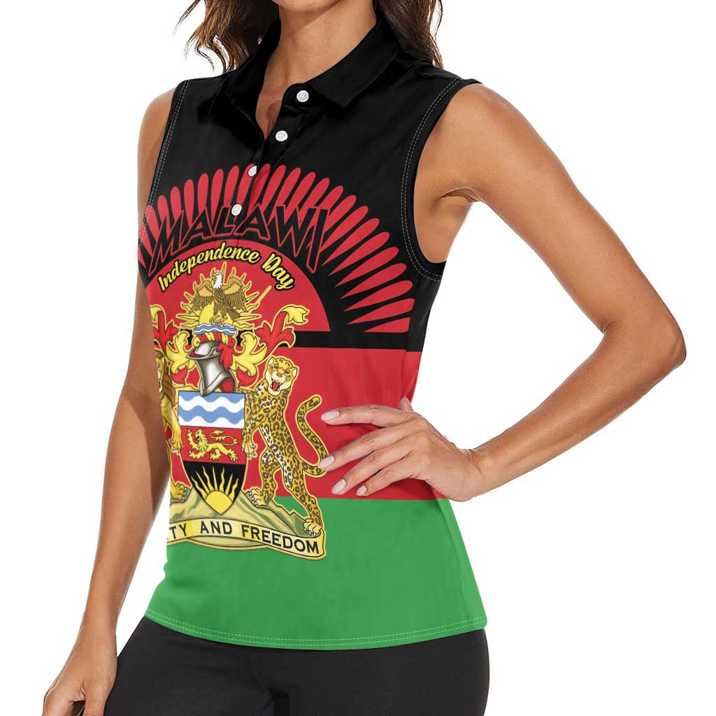 Personalized Malawi Independence Day Women Sleeveless Polo Shirt Coat Of Arms Flag Style