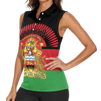 Personalized Malawi Independence Day Women Sleeveless Polo Shirt Coat Of Arms Flag Style
