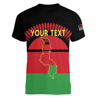 Personalized Malawi Independence Day Women V-Neck T-Shirt Coat Of Arms Flag Style