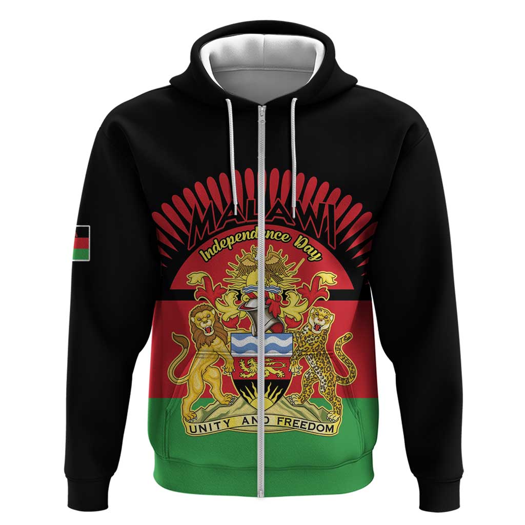 Personalized Malawi Independence Day Zip Hoodie Coat Of Arms Flag Style
