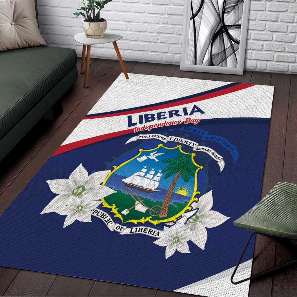 Liberia Independence Day Area Rug Coat Of Arms Pepper Flowers