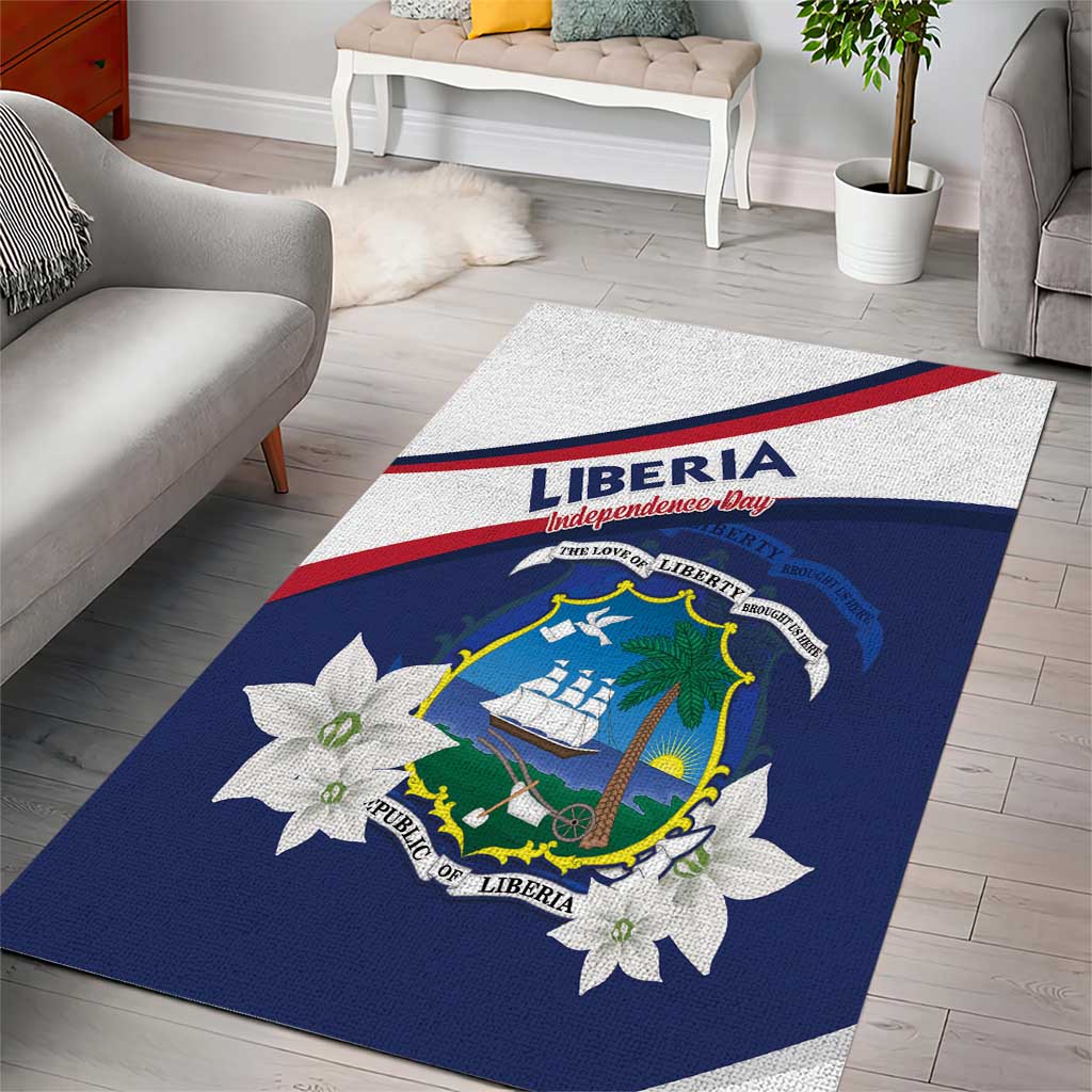 Liberia Independence Day Area Rug Coat Of Arms Pepper Flowers
