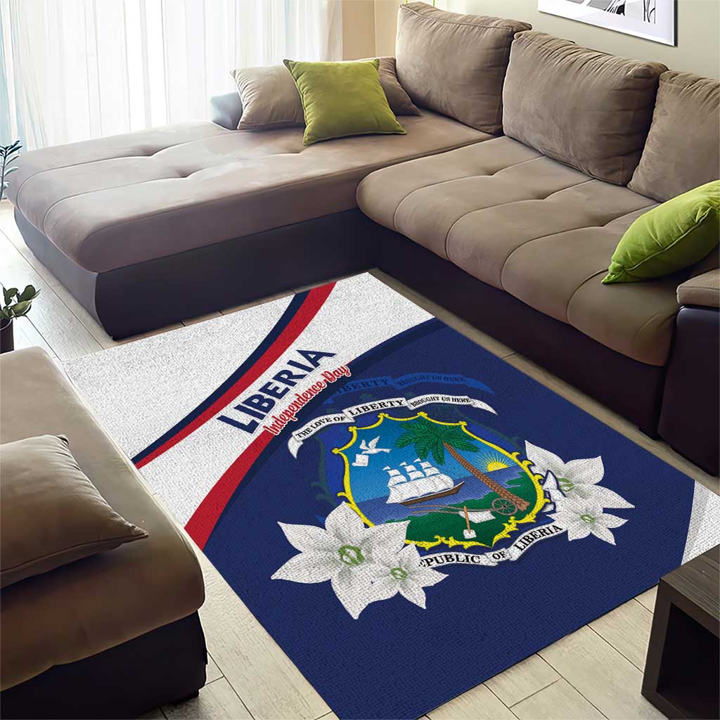 Liberia Independence Day Area Rug Coat Of Arms Pepper Flowers