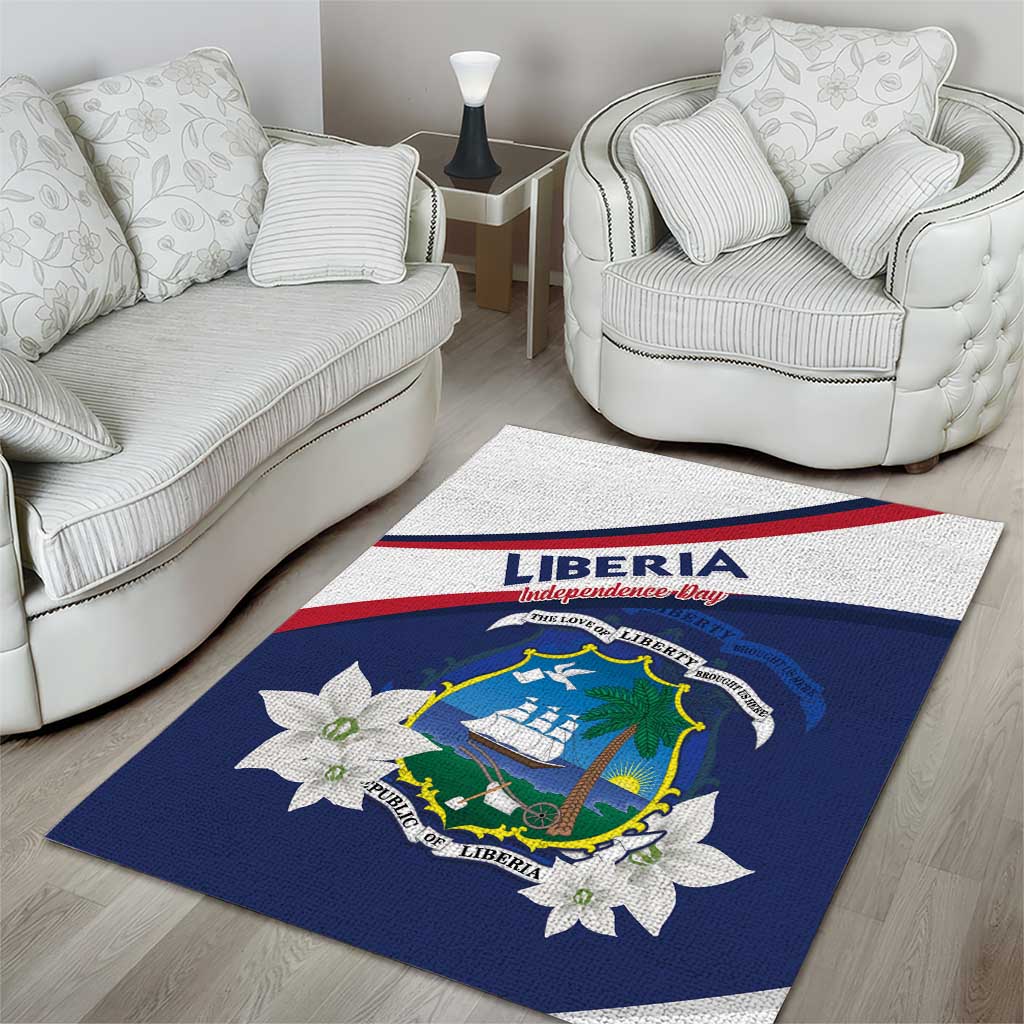 Liberia Independence Day Area Rug Coat Of Arms Pepper Flowers