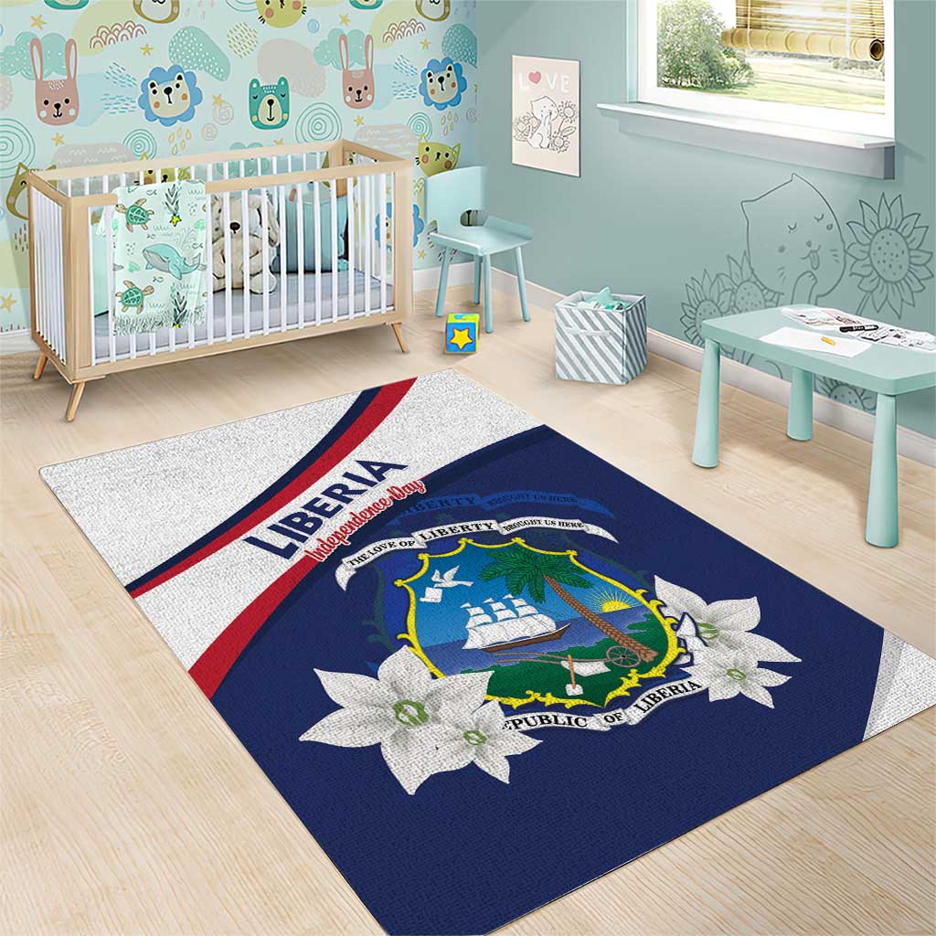 Liberia Independence Day Area Rug Coat Of Arms Pepper Flowers