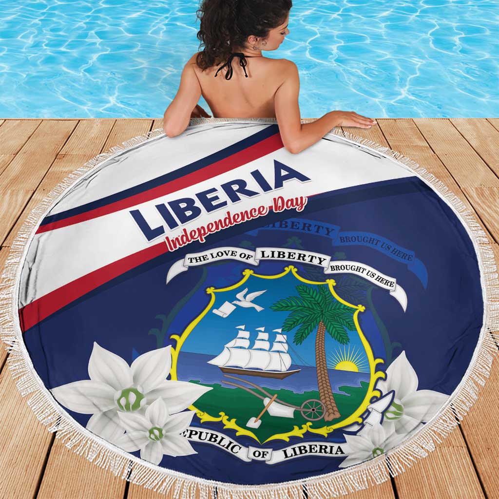 Liberia Independence Day Beach Blanket Coat Of Arms Pepper Flowers