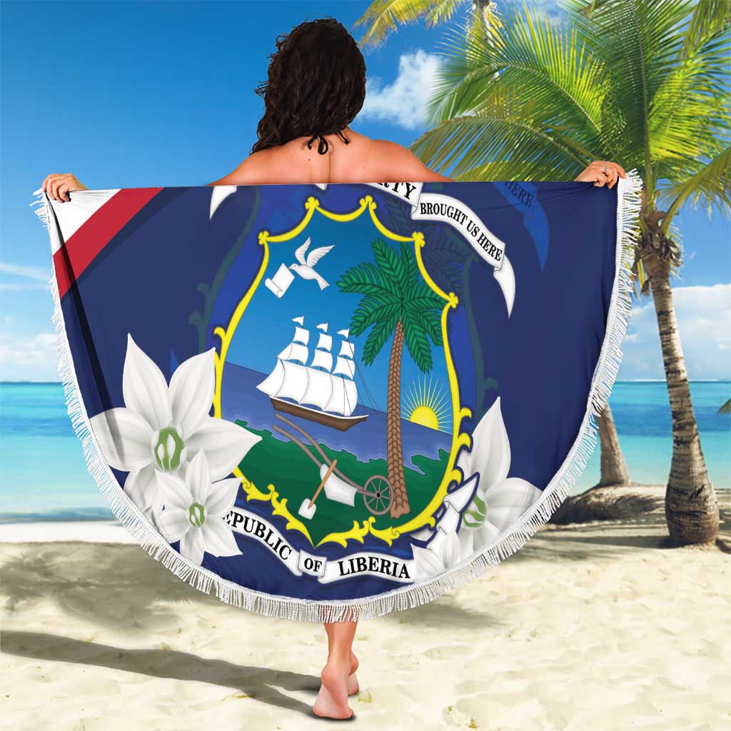 Liberia Independence Day Beach Blanket Coat Of Arms Pepper Flowers
