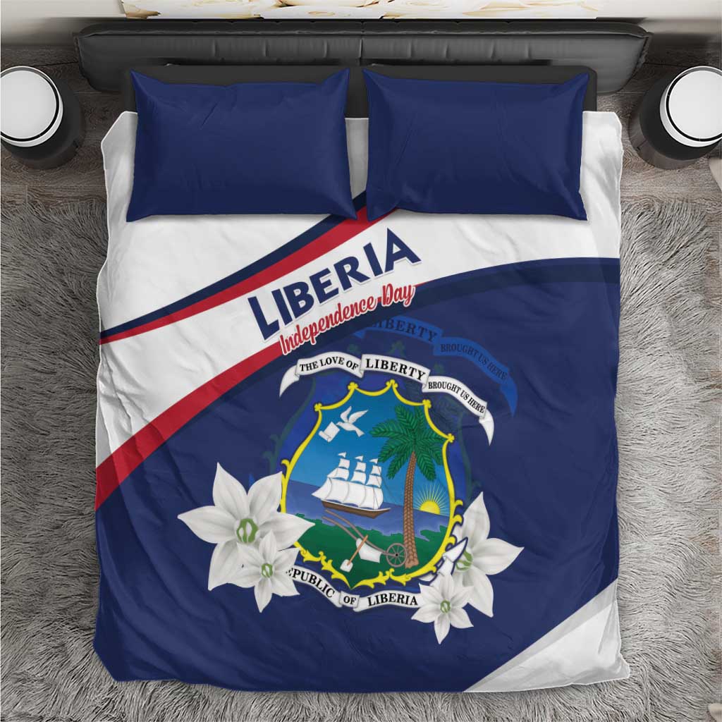 Liberia Independence Day Bedding Set Coat Of Arms Pepper Flowers