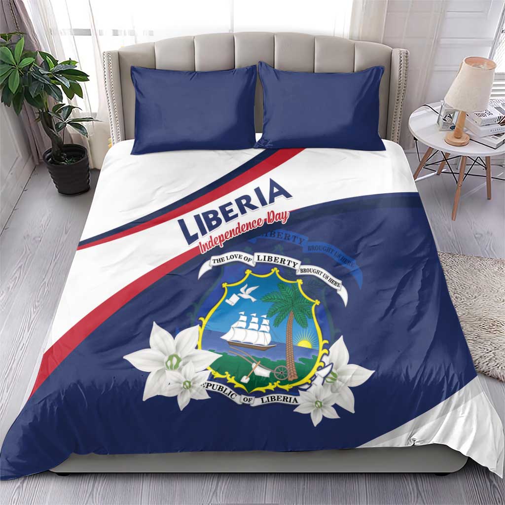 Liberia Independence Day Bedding Set Coat Of Arms Pepper Flowers