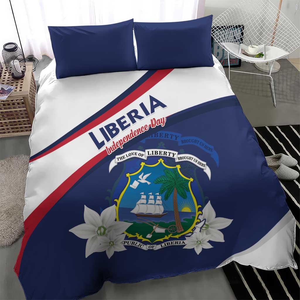 Liberia Independence Day Bedding Set Coat Of Arms Pepper Flowers