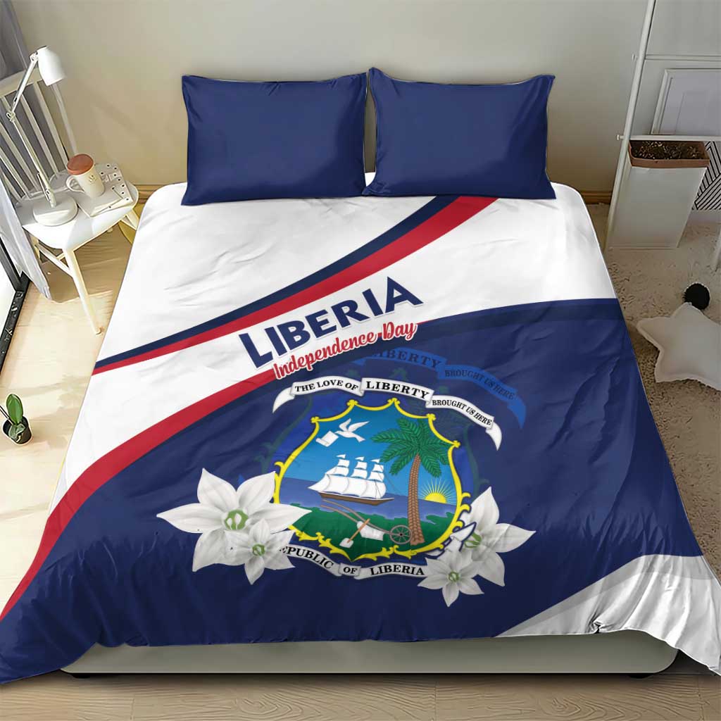 Liberia Independence Day Bedding Set Coat Of Arms Pepper Flowers