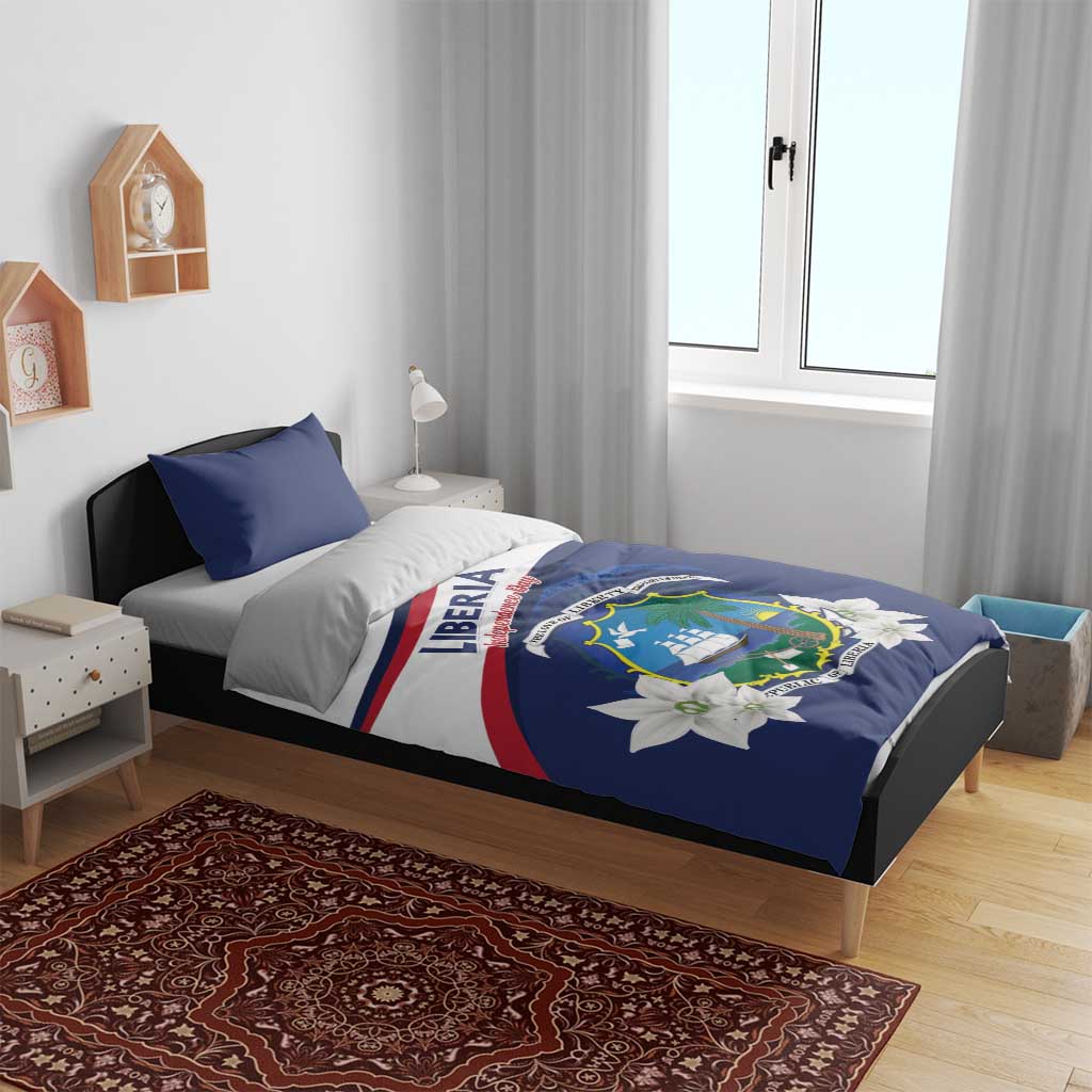 Liberia Independence Day Bedding Set Coat Of Arms Pepper Flowers