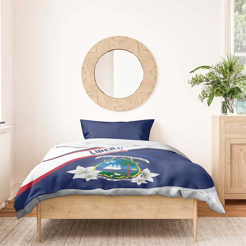 Liberia Independence Day Bedding Set Coat Of Arms Pepper Flowers