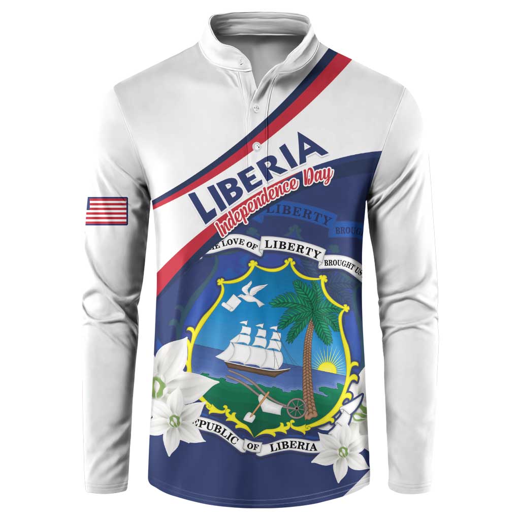 Personalized Liberia Independence Day Button Sweatshirt Coat Of Arms Pepper Flowers