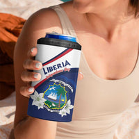 Personalized Liberia Independence Day 4 in 1 Can Cooler Tumbler Coat Of Arms Pepper Flowers