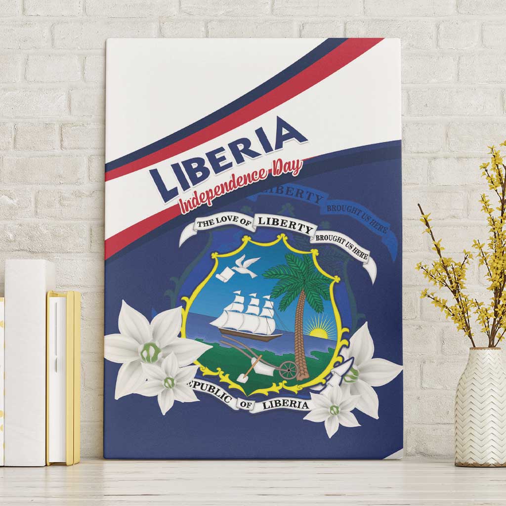 Liberia Independence Day Canvas Wall Art Coat Of Arms Pepper Flowers