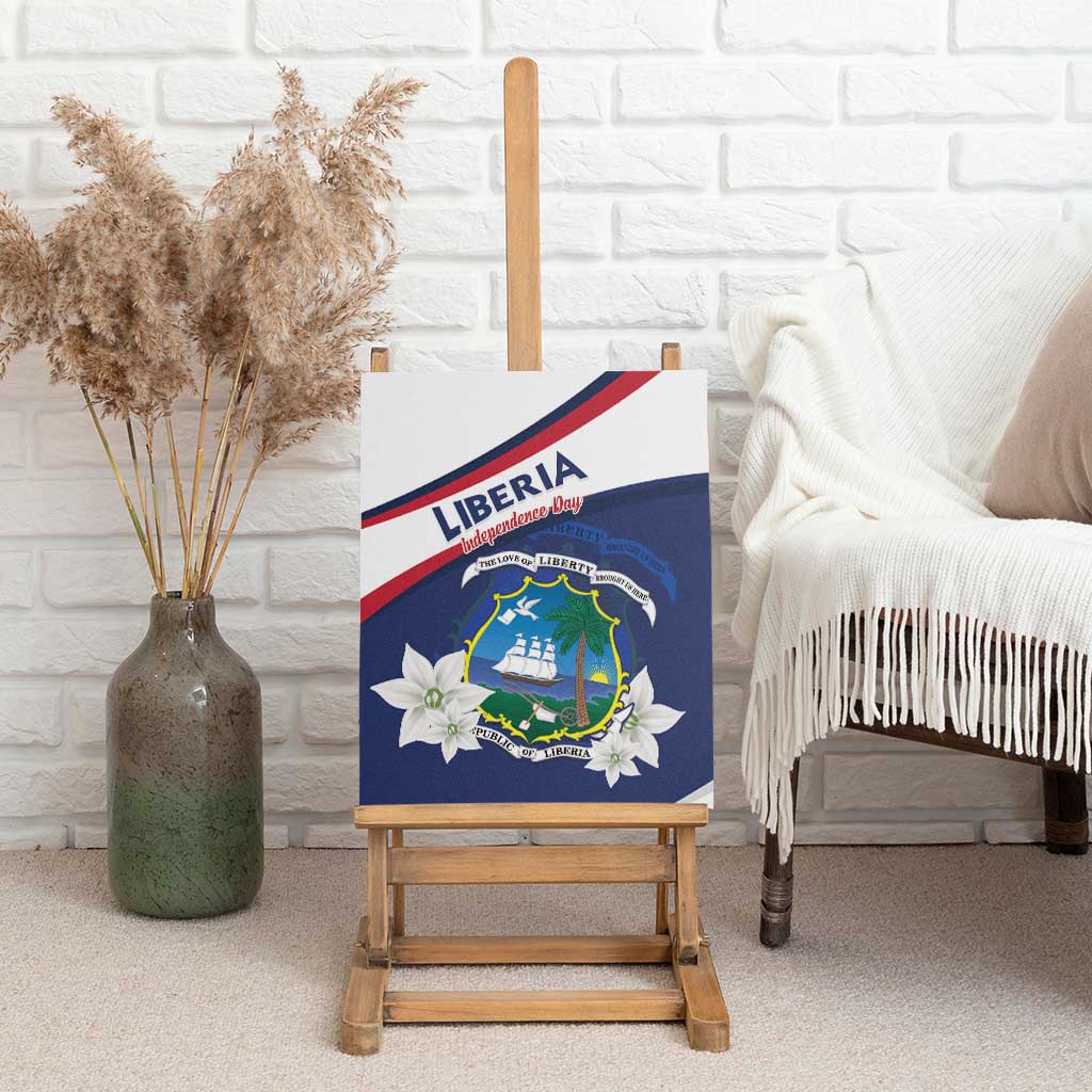 Liberia Independence Day Canvas Wall Art Coat Of Arms Pepper Flowers
