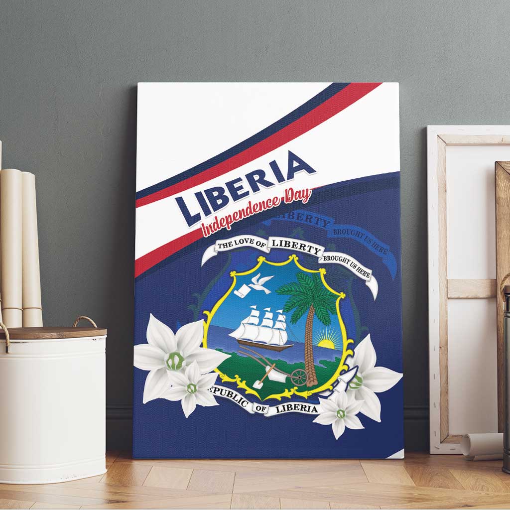 Liberia Independence Day Canvas Wall Art Coat Of Arms Pepper Flowers
