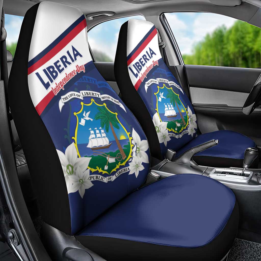 Liberia Independence Day Car Seat Cover Coat Of Arms Pepper Flowers