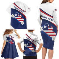 Personalized Liberia Independence Day Family Matching Long Sleeve Bodycon Dress and Hawaiian Shirt Coat Of Arms Pepper Flowers