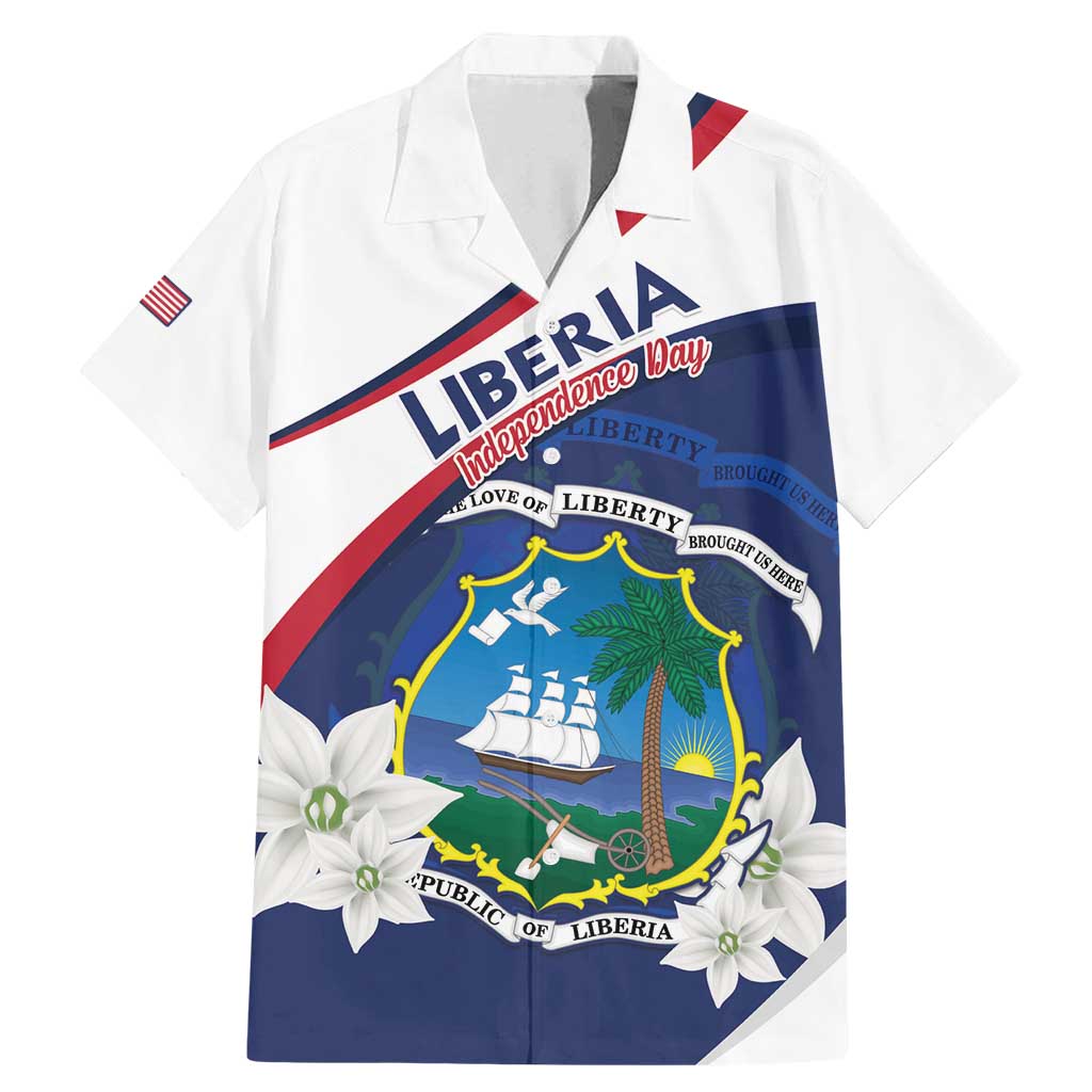 Personalized Liberia Independence Day Family Matching Mermaid Dress and Hawaiian Shirt Coat Of Arms Pepper Flowers