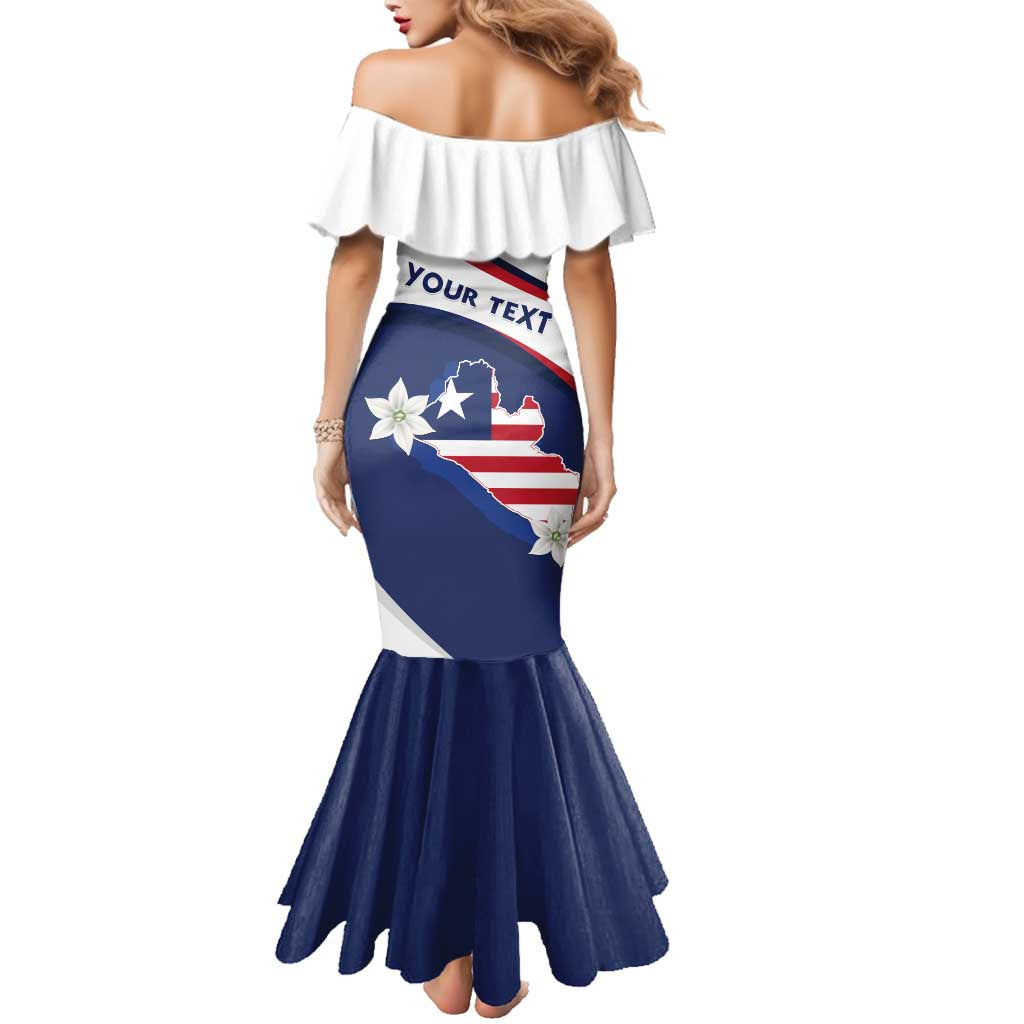 Personalized Liberia Independence Day Family Matching Mermaid Dress and Hawaiian Shirt Coat Of Arms Pepper Flowers