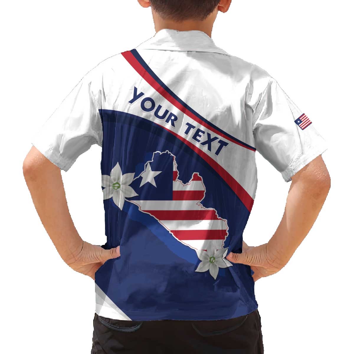 Personalized Liberia Independence Day Family Matching Off The Shoulder Long Sleeve Dress and Hawaiian Shirt Coat Of Arms Pepper Flowers