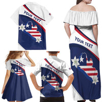 Personalized Liberia Independence Day Family Matching Off Shoulder Maxi Dress and Hawaiian Shirt Coat Of Arms Pepper Flowers