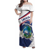 Personalized Liberia Independence Day Family Matching Off Shoulder Maxi Dress and Hawaiian Shirt Coat Of Arms Pepper Flowers