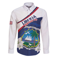 Personalized Liberia Independence Day Family Matching Off Shoulder Short Dress and Hawaiian Shirt Coat Of Arms Pepper Flowers