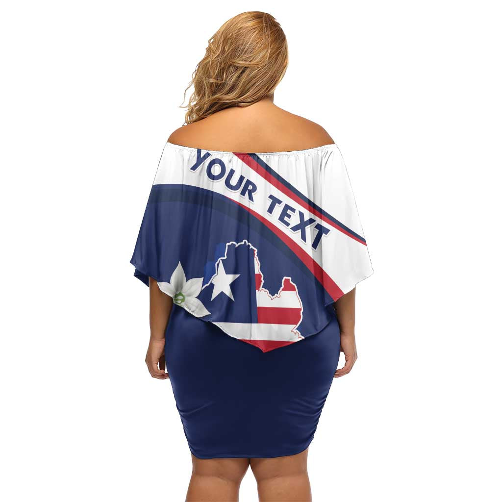 Personalized Liberia Independence Day Family Matching Off Shoulder Short Dress and Hawaiian Shirt Coat Of Arms Pepper Flowers