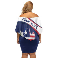 Personalized Liberia Independence Day Family Matching Off Shoulder Short Dress and Hawaiian Shirt Coat Of Arms Pepper Flowers