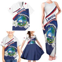 Personalized Liberia Independence Day Family Matching Tank Maxi Dress and Hawaiian Shirt Coat Of Arms Pepper Flowers