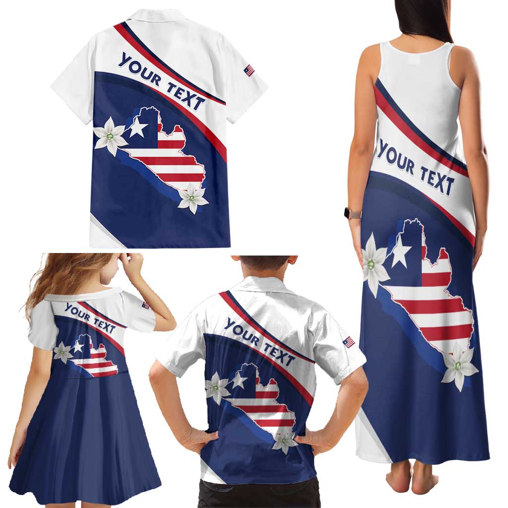 Personalized Liberia Independence Day Family Matching Tank Maxi Dress and Hawaiian Shirt Coat Of Arms Pepper Flowers