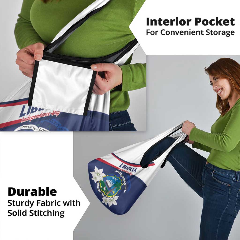 Liberia Independence Day Grocery Bag Coat Of Arms Pepper Flowers