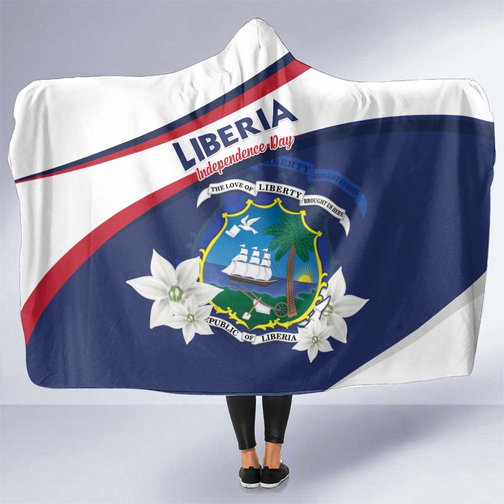 Liberia Independence Day Hooded Blanket Coat Of Arms Pepper Flowers