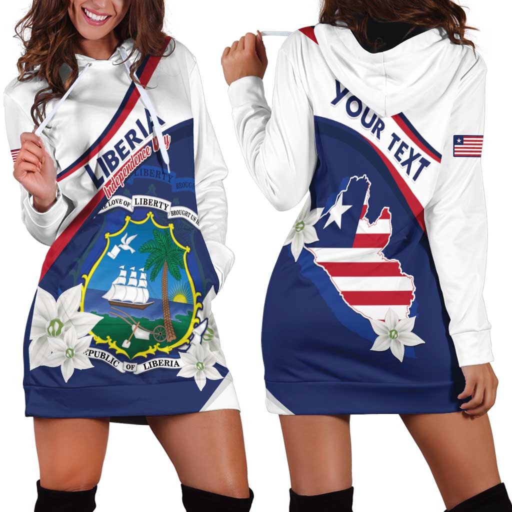 Personalized Liberia Independence Day Hoodie Dress Coat Of Arms Pepper Flowers