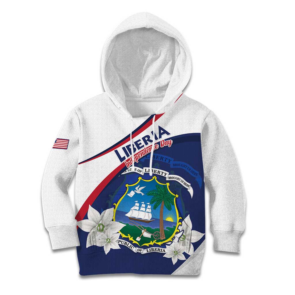 Personalized Liberia Independence Day Kid Hoodie Coat Of Arms Pepper Flowers